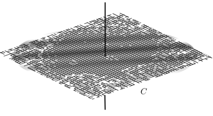 Figura 7: Aglomerado aleatório da origem em parte da rede bidimensional.