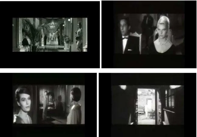 Figura 22 – Sequência do filme O Ano passado em Marienbad (L'année dernière à Marienbad), 1961,  de Alain Resnais.