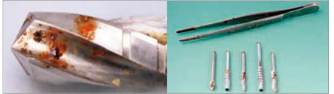 Figura 1: Instrumentos cirúrgicos em processo de corrosão. 