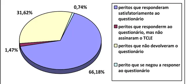 Figura 3 - distribuição dos peritos que receberam os questionários 
