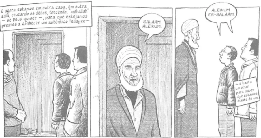 Figura 7. Inshallah, Salaam aleikum e Aleikum es-salaam Fonte: Notas sobre Gaza (SACCO, 2010, p.41) 