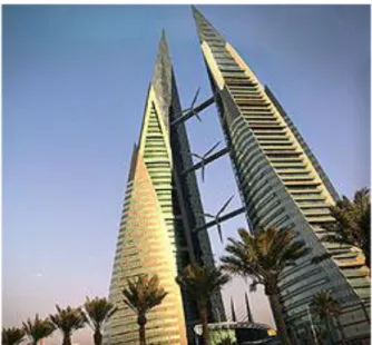 Figura 20  –  Turbinas eólicas incorporadas no arranha-céu Bahrain World Trade Center