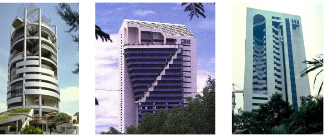 Figura 2.17  –  Edifícios Menara Mesiniaga 21 , IBM Plaza 22  e Plaza Atrium 23  respectivamente 