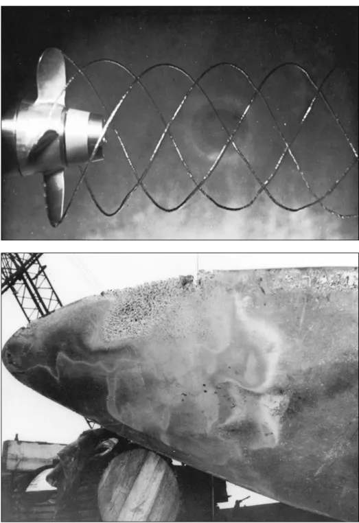 Fig. 1.12 Two aspects of cavitation bubble formation in liquid flows: