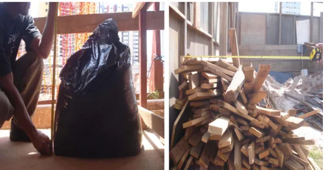 Foto 4.2 - Medição das saídas de resíduos de madeira (Pó de Serra e Resíduos) Empresa  A)