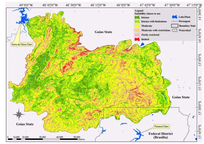Figure 4. Map of the suitability of the Maranhão River Basin for anthropogenic use.                                   