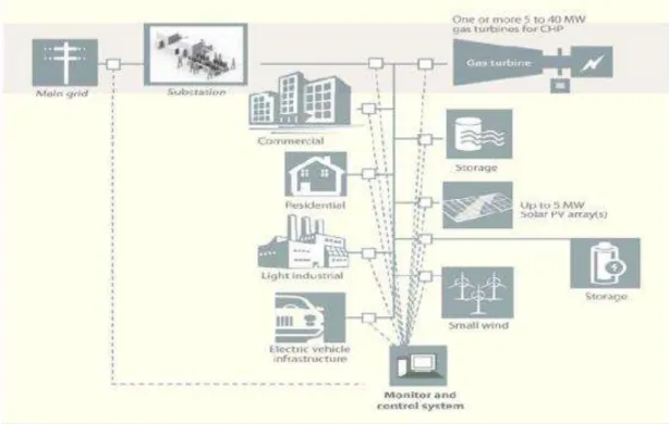 Figure 1: A physical view of the Microgrid with its individual elements. Source: Adapted from   DOHN, (2011)