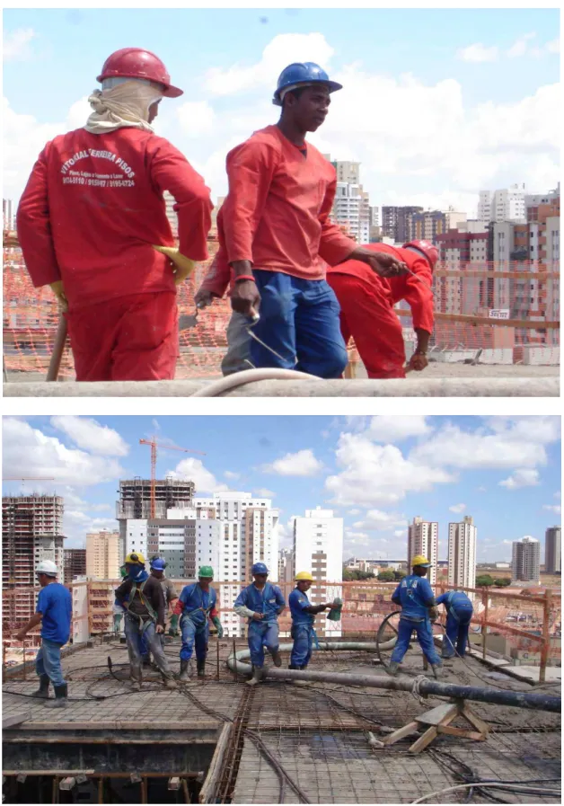 Foto 7 e 8 – Trabalhadores de empresas prestadoras de serviço especializado  em canteiro de obras de Águas Claras 
