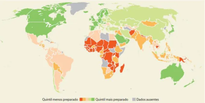 Figura 2.4. Índice de preparação para riscos entre países (Banco Mundial, 2013). 
