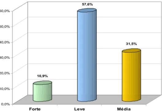 Figura 3: Classificação do grau de ansiedade entre os idosos pesquisados,  Ji Paraná/RO, 2009