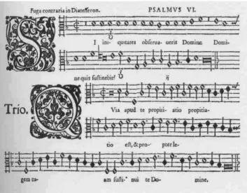 Figura 17. Exemplo da predominância do tempo binário. Psalmi Davidis poenitentiales, 1584,   Orlando di Lassus