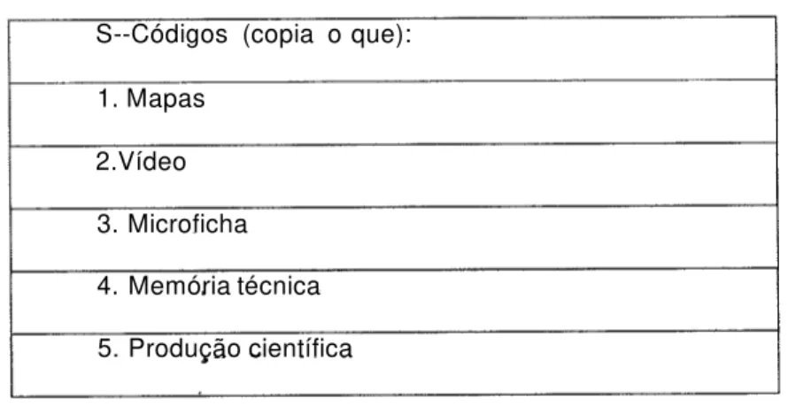 Tabela 19 - Códigos, questão 8, copia o quê?