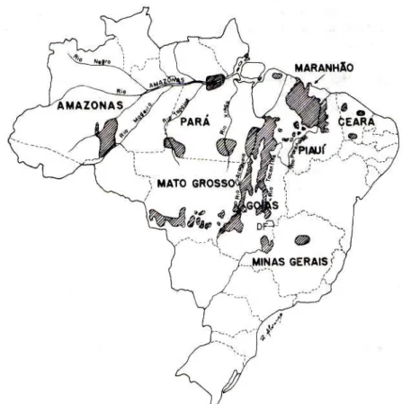 Figura 2 - Áreas de ocorrência de babaçu no Brasil. 