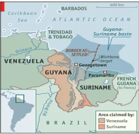 Figura 4 – Limite marítimo entre a Guiana e o Suriname. 