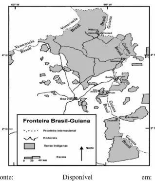 Figura 1 – Reservas indígenas na fronteira Brasil-Guiana. 