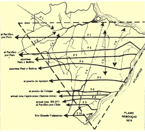 FIG. 1 – Plano ferroviário Rebouças de 1874 