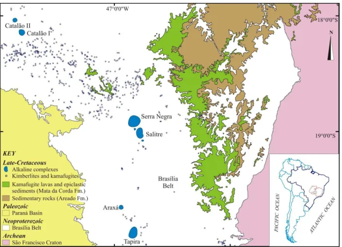 Figure 2 0 3.1  -  Geo logical  map  of  Alto  Paranaíba  Igneous  Province  (APIP).  Adaptaded  from  Oliveira  et  al