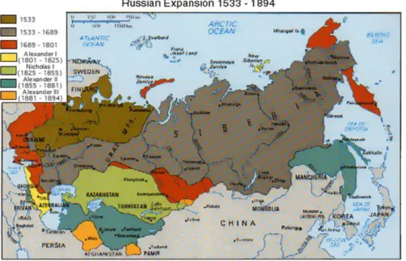 Figura   3.   Mapa   da   expansão   do   império   czarista   russo   entre   1533   –   1894