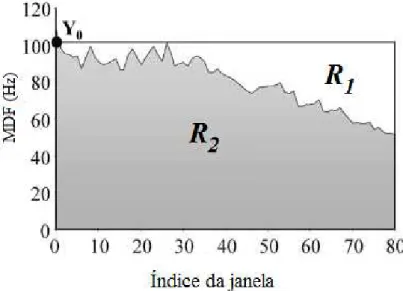 Figura 2.10 - Representação das áreas do índice de razão entre as áreas (1  –  R1/R2)