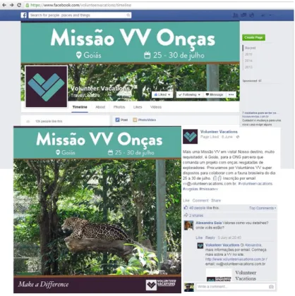 Figura 6: Página da Agência Volunteer Vacations no Facebook.  