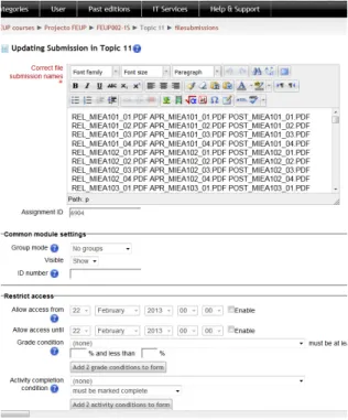 Figure 3. Instructions for submissions (for students) 