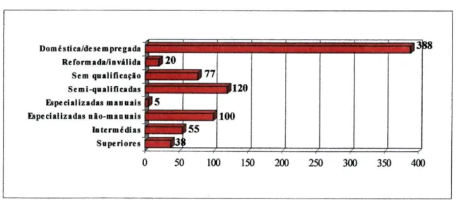 Gráfico N - Distribuição das qualificações profissionais das mães dos sujeitos (n=803)