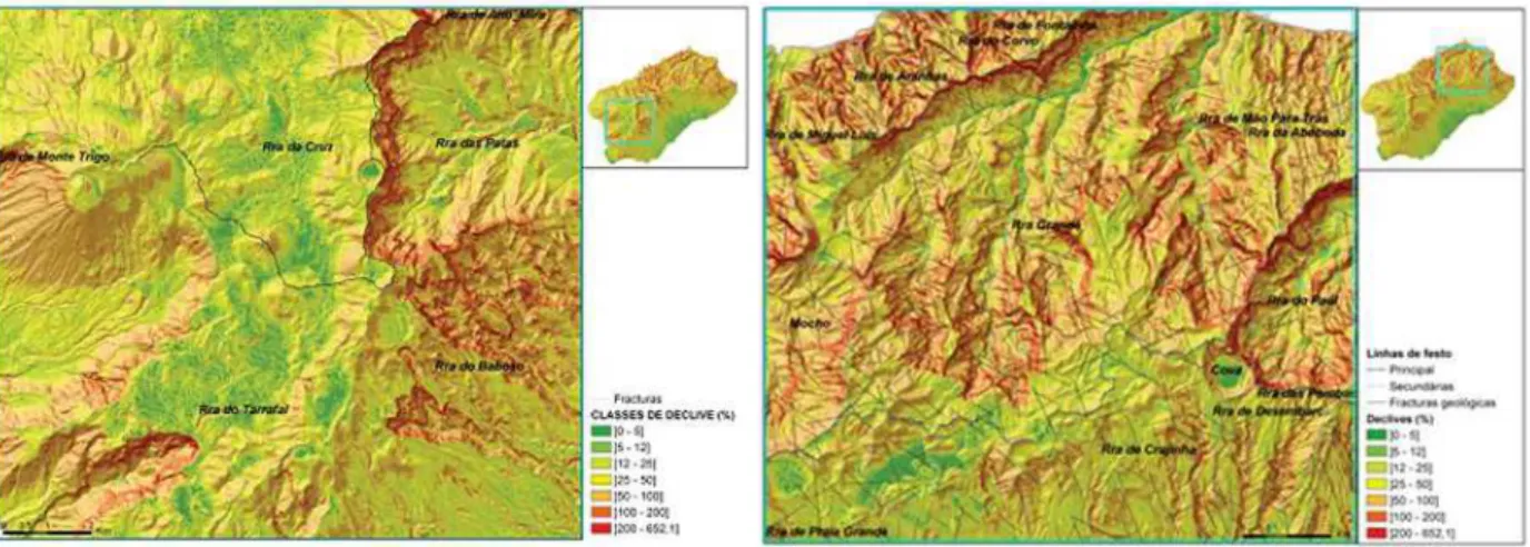 Figura 2  –  Distribuição das nascentes e substrato geológico da ilha de Santo Antão. 