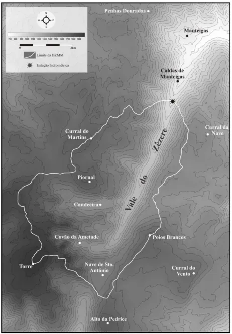 Figura 3. Morfologia e unidades hidrogeomorfológicas da bacia do rio Zêzere a montante de Manteigas