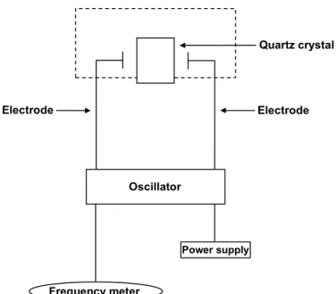Fig. 1.6. Schematic representation of a quartz crystal microbalance (QCM) sensor  (based on [117])