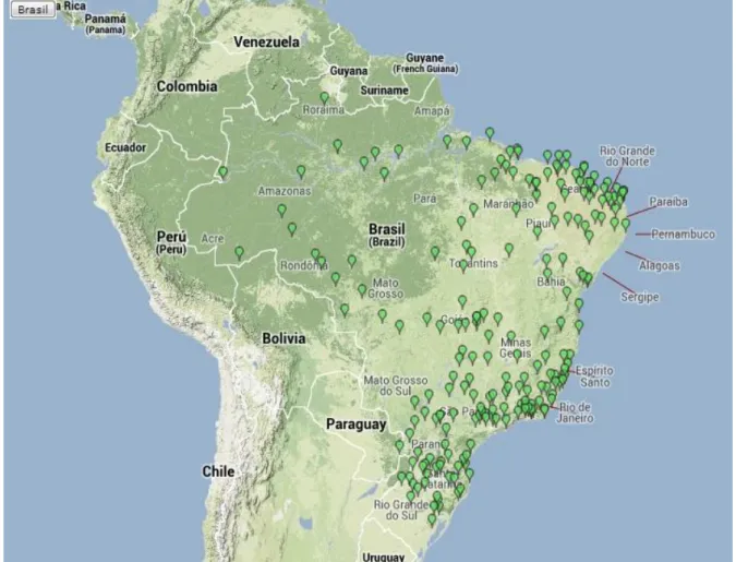 Figura 2-Unidades da Rede federal de educação profissional e tecnológica criadas  quando da expansão fase I, 2003  –  2010 