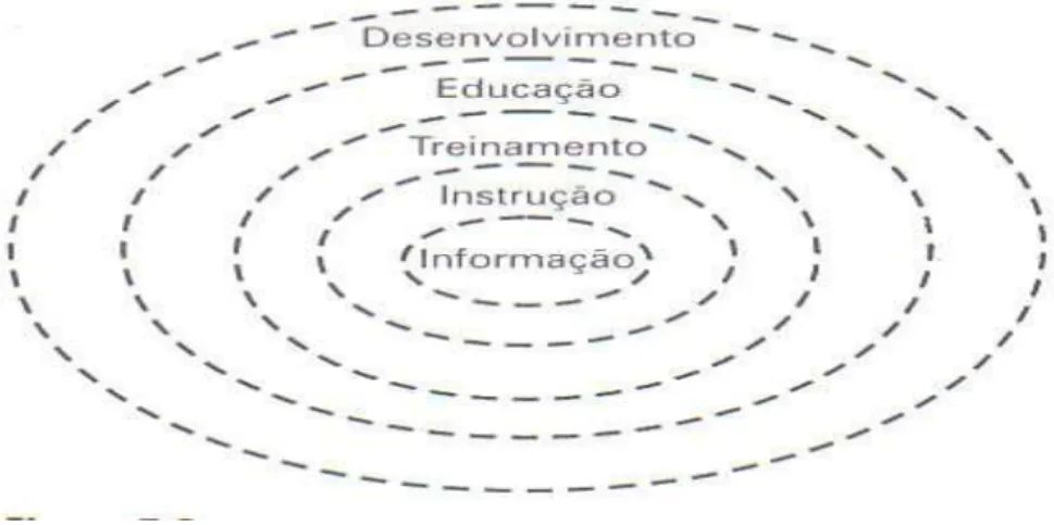 Figura 3 - Abrangência dos conceitos de informação, instrução, treinamento, educação e desenvolvimento