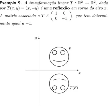 Figura 2: a fun¸c˜ ao T ´e uma reflex˜ao em rela¸c˜ ao ao eixo x.