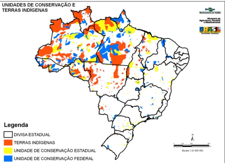 Figura 3 - Mapa de Unidades de Conservação e Terras Indígenas no Brasil.