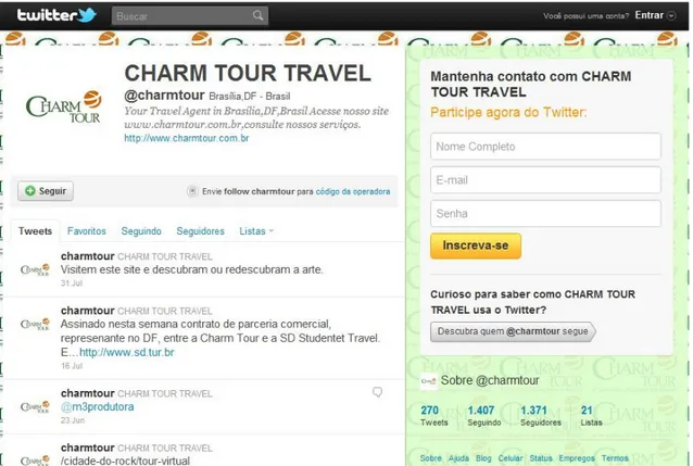 Figura 03: Perfil da Charmtour no Twitter, 2011. 