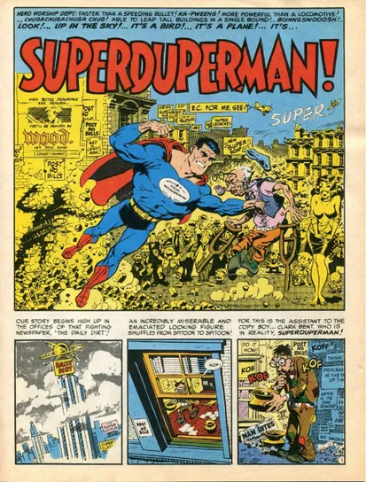 FIGURA 23  –  Superduperman, de Wally Wood (desenho) e Kurtzman (roteiro). Revista MAD, número  4, 1953