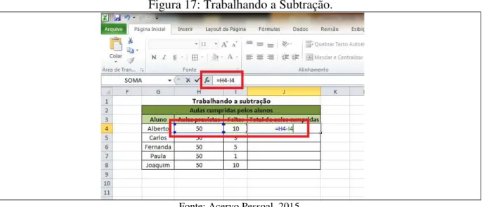 Figura 17: Trabalhando a Subtração.  