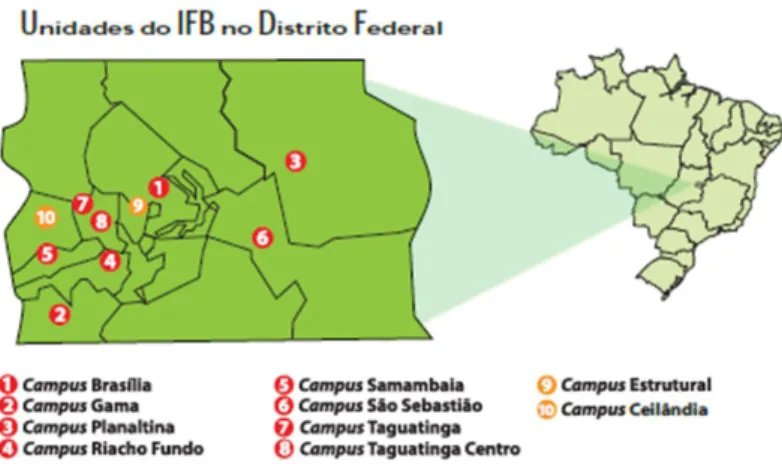 Figura 8: Unidades do IFB no DF  Fonte: redeferal.mec.gov.br 