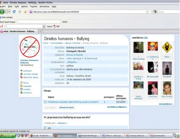 Figura 5: Comunidade do Orkut – Direitos Humanos – Bullyng