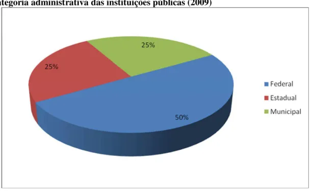 Gráfico  IV.  Distribuição  dos  cursos  de  Relações  Internacionais  no  Brasil  por  categoria administrativa das instituições públicas (2009) 