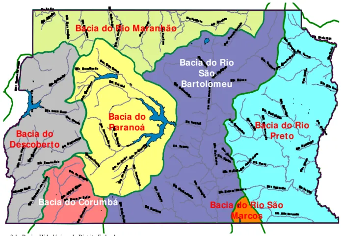 Figura 3.1– Bacias Hidrológicas do Distrito Federal. 