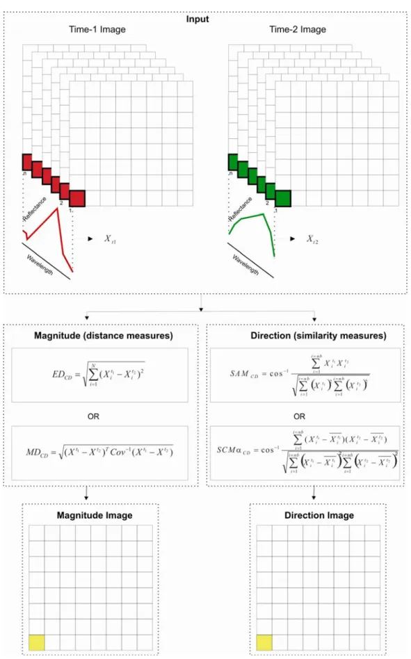Figure 4. Scheme for change detection using spectral measures. 