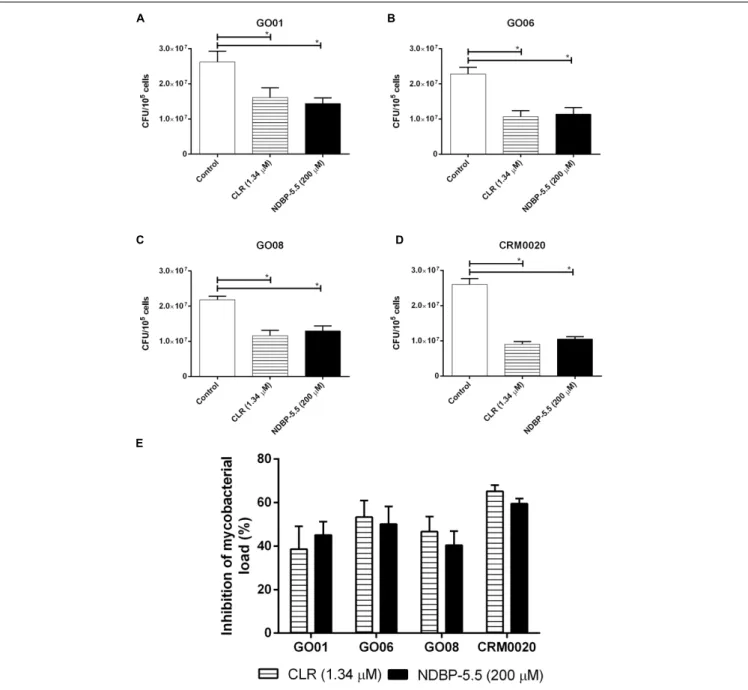 FIGURE 4 | Effect of NDBP-5.5 treatment of macrophages infected with different strains of M