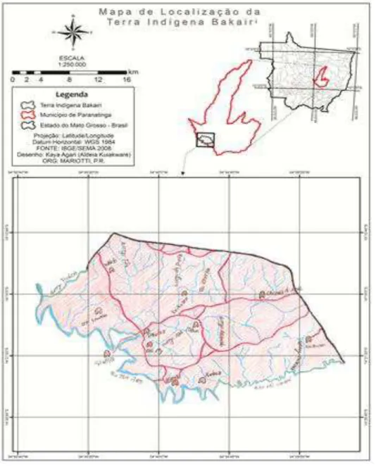 Figura 1 - Mapa de localização das 11 Aldeias da TI Bakairi no Município de Paranatinga MT