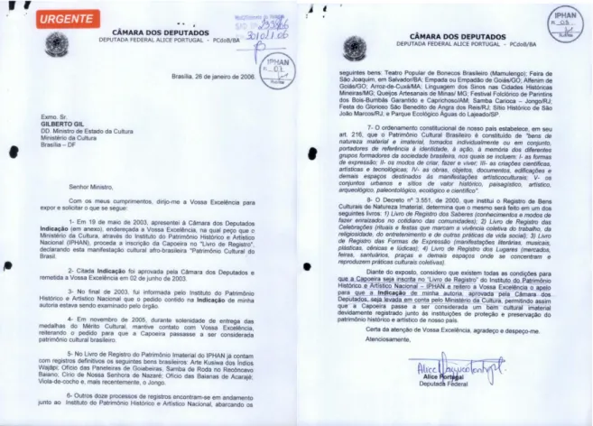 Figura 6: Documento de autoria da deputada federal Alice Portugal