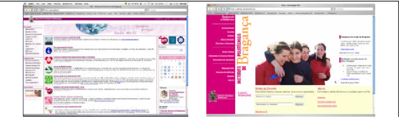 Figure 2. Left, present site homepage. Right, prototype homepage. 