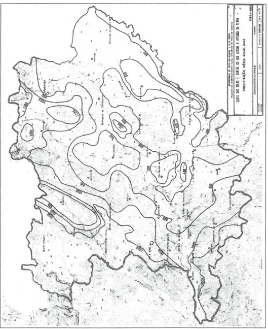 FIG.  2- Precipitação média anual em mm para o período  1951-80. 