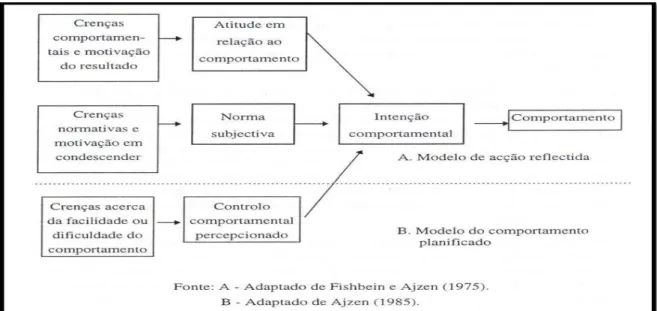 Figura 8. Componentes da teoria do comportamento planificado  Fonte: Neto (1998, p. 400) 