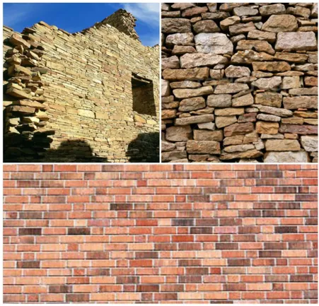 Figure 1-Masonry walls constructed with stones and bricks. 
