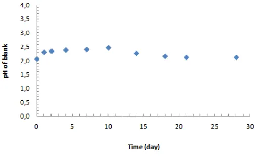 Graphic 10. pH of blank B in a function of time (2exp) 