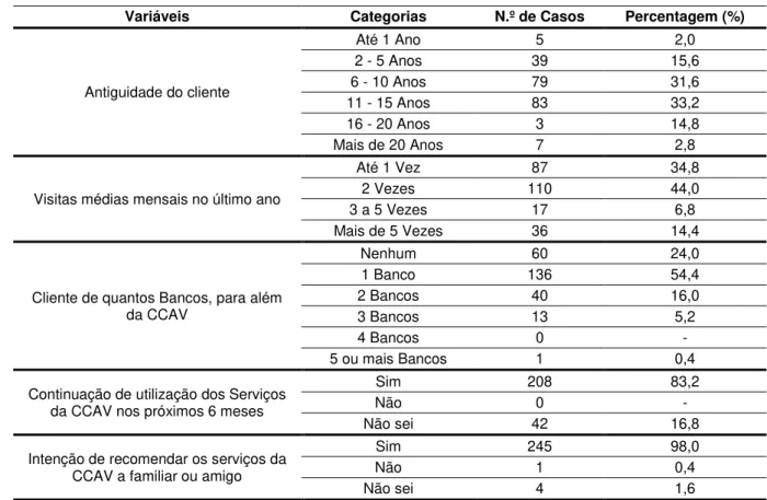 Tabela 4: Tipo de cliente da CCAV. 